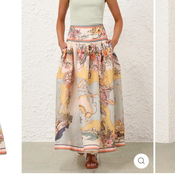 Floral Maxi Skirt in Cream and Blue - Picture 4 of 5